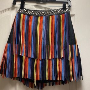 Alice and Olivia leather fringe multi skirt - perfect for festival!